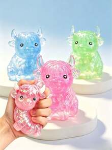 1 Peça Brinquedo de Ponta de Dedo de Vaca das Terras Altas com Lantejoulas, Bola de Estresse Macia de Rebote Lento, Brinquedo Sensorial Fofo para Apertar, Adequado para Adultos e Crianças, Decoração de Mesa para Alívio da Ansiedade, Presente de Enchimento de Cesta de Páscoa para Amantes de Vacas - Multicolorido - Visão 2
