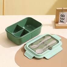 1pc Bento Box Set, Divided Food Storage Container, Lunch Box With Spoon And Fork, Microwave Food Storage Box, Leak-Proof Snack Box - View 9