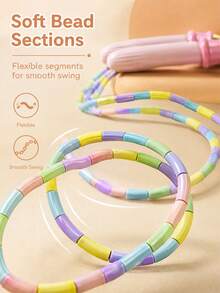 Adjustable Knot Jump Rope With Non-Slip Thumb Grip And Color-Coded Beads - Lightweight And Portable, Suitable For Gym, Travel, Beginners, Fitness Workouts And Professional Training - Multi-Color Design, Suitable For Different Skill Levels - Multicolor - View 6