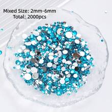 2mm-3mm-4mm-5mm-6mm Mixed Size 1440 Pieces/2000 Pieces/Pack Resin Rhinestone Color Non Heat Fixed Flat Back Adhesive Flash Foaming Rhinestone Jelly Beads For Mugs, Bottles, Rollers, Phone Cases, Handmade DIY Jewelry Accessories - Mixed Size - View 7