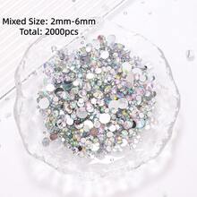 2mm-3mm-4mm-5mm-6mm Mixed Size 1440 Pieces/2000 Pieces/Pack Resin Rhinestone Color Non Heat Fixed Flat Back Adhesive Flash Foaming Rhinestone Jelly Beads For Mugs, Bottles, Rollers, Phone Cases, Handmade DIY Jewelry Accessories - Mixed Size - View 53