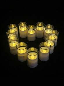 6/12/24pcs Flickering Flameless Candles With Timer And Remote Control, Battery Operated LED Wishing Candles, Smokeless And Odorless, Suitable For Christmas, Halloween, Valentine's Day, Proposal, Wedding, Party, Gift - Transparent-warm Light - View 7