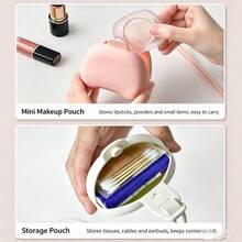3 Pcs Portable Orthodontic Care Set (1 Case + 2 Brushes), Soft Silicone Retainer Container With Hanging Loop, Dual-Head Cleaning Brushes Remove Plaque From Aligners, Compact Travel-Friendly Organizer For School, Work & Trips, Material - Multicolor - View 5