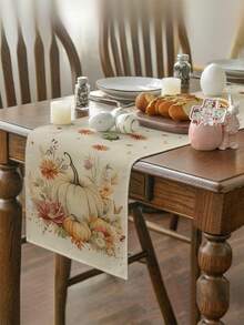 1pc, Autumn New Arrival, Maple Leaf, Pumpkin, Thanksgiving Decor, Multiple Sizes Available, Table Runner, Christmas, Christmas Home Decor, Home Decoration, Tablecloths, Fireplace Cloth, Fireplace Decor, Glass Door Window Decor, Home Decor, Entryway Decor, Dining Table Decor, Room Decor, Bed Runner - Multicolor - View 4