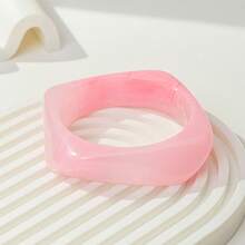 1pc Pink Fresh Geometric Asymmetrical Resin Bracelet, High-End Fashion Ins Style Bangle For Women - Pink - View 5