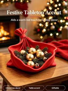 Retro Red Pleated Decorative Tray, Plastic Material, Can Hold Candies, Christmas Ornaments, Jewelry And Keys, Diffusers, Suitable For Kitchen Countertop, Entrance, Dressing Table, Living Room Tabletop, Non-Food Contact - Multicolor - View 2