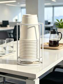 Simple Disposable Cup Dispenser Holder Stable Cup Holder Base Coffee Cup Organizer For Plastic Paper Coffee Mouthwash Cup Paper Cup Storage Rack Suitable For Christmas Halloween And Party Events Bathroom Accessories Home Essentials - multicolor - View 5