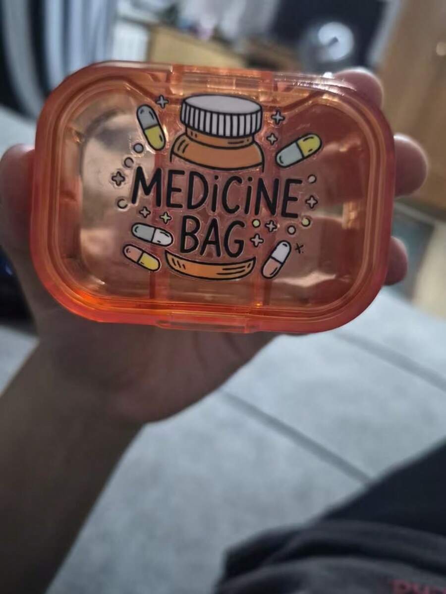 1pc Portable Mini Storage Box With Weekly/Daily Compartment Design, Includes Pill Bag And Pill Illustration - Dust-Proof Pill Box, Durable Plastic Storage Box, Suitable For Work Or Travel To Put In Pocket And Wallet - Multicolor - View 1