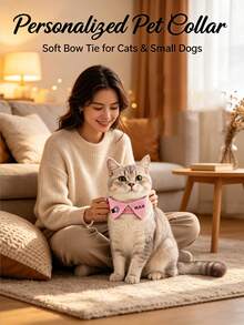 Personalized Cat Collar With Custom Name & Paw Print - Suitable For Daily Wear, Photo Props, Bell & Buckle, Lightweight Comfortable Bow Tie For Tags, Name Plates, For & Outings - Multicolor - View 7