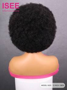 ISEE Tóc giả nữ ngắn màu đen kiểu xoăn xù mềm bồng bềnh, tóc thật người, cắt pixie Afro, mật độ 200%, không cần keo, làm hoàn toàn bằng máy - SNatural - Xem 6