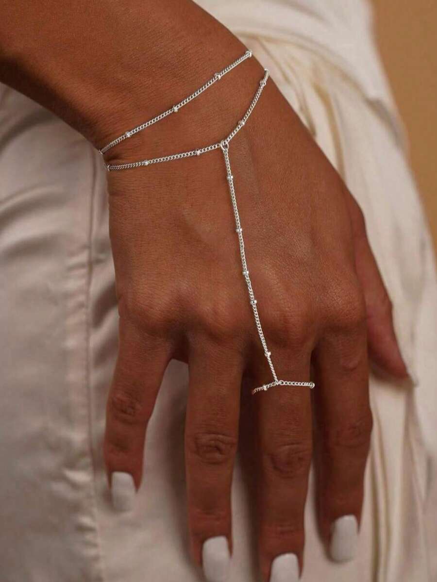 1pc Fashion Elegant Women's Bling Metal Bracelet, Bridal Wedding Party Fashion Hand Accessory - Silver - View 1