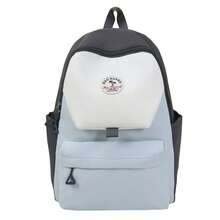 1pc Colorblock Tricolor Backpack, Casual Versatile Side Pocket Adjustable Strap Daily Use Bag, Suitable For Daily Outings And Commuting - Multicolor - View 12