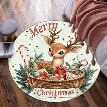 1 buah Karpet Bundar Motif Rusa Lucu untuk Hadiah Natal, Selamat Liburan Natal, Karpet Ruang Tamu, Karpet, Karpet Area Ruang Tamu, Karpet Area Kecil, Tikar, Dekorasi Rumah, Karpet Ruang Tamu Besar, Dekorasi Rumah Ruang Tamu, Dekorasi Ruangan, Karpet yang Dapat Dicuci, Karpet Mewah, Karpet Berbulu, Karpet Musim Gugur/Musim Dingin, Tebal/Mewah - MultiWarna - View 2