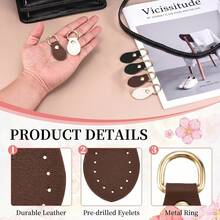 12pcs DIY PU Leather Bag Making Kit With 3pcs Base Plates, 3pcs Adjustable Strap & 6pcs Hooks Suitable For Crochet Crossbody Shoulder Bags, Purse Craft Supplies For Hobbyists, Crochetters, Bag-Making, DIY Wallet Making - New Model - View 4