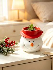 1pc Christmas Themed Flower Pot, Vase, Garden Decor, Potted Plant Storage Container, Santa Claus Storage Box, Red Hat Snowman Storage Bucket, Cute Healing Home Decor, Suitable For Gardening/Desktop/Desk/Entryway/Windowsill/Tea Table, Essential Christmas Decoration, Essential Christmas Gift. - Multiple Styles - View 5