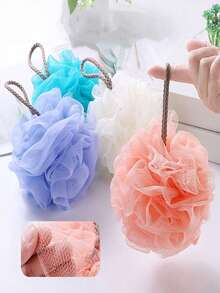 2 Large Flower Bath Sponges With Hanging Loop Exfoliating Body Scrub Brush - Multicolor - View 3