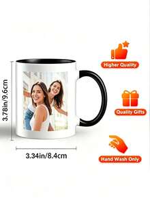Customizable 11oz Ceramic Coffee Mug, Can Print Your Photos, Text And Logos, Personalized Photo Customization, Gift For Grandma, Mom, Dad, Holiday Commemorative Mug, Customizable Coffee Mug, Mug With Photos And Text, Personalized Photo Coffee Mug, Photo Mug, Custom Name Mug, Mug, Ideal For Office, Home, Father's Day, Valentine's Day Gift, Birthday, Engagement, Wedding, Graduation Ceremony (Double-Sided Printing), Secret Santa Gift, Minimalist Aesthetic Mug - Multicolor - View 5
