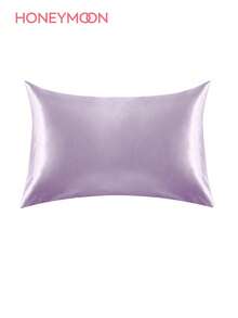 1pc Premium Silky Satin Envelope Pillowcase, Soft & Breathable, Wrinkle-Resistant, Gentle On Hair & Skin, Improves Sleep Quality, Pillow Insert Not Included, Light Purple - Taro Purple - View 1