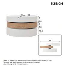 N625P300077W Cylindrical Coffee Table, 360° Rotating Top Surface, Rotating Living Room Table, Three-Tier Sofa Table, 3 Storage Surfaces, Recommended Total Load Capacity 30 Kg, Willow Wood With Storage Space - White + Natural - View 8