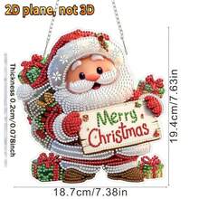 2D Flat Christmas Santa Claus Diamond Painting Hanging Decor Set (Adult Version), Merry Christmas Diamond Painting Decorative Hanging Ornament, Home Garden Wall Decoration Gift DIY Irregular Rhinestone Window Pendant Set - C - View 4