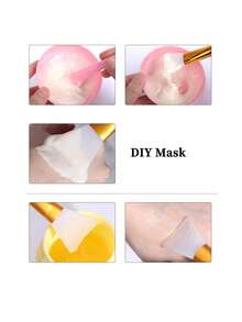 1pc Mask Bowl With Lid + 1pc Mask Stick + 1pc Silicone Brush With Handle + 1pc Multi-Functional Double-Head Brush, DIY Mask Mixing Bowl Set, Makeup Tools, Mask Mixing Tools, Suitable For Travel - Multicolor - View 2