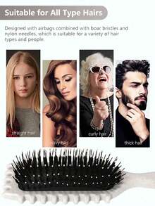 Curly Hair Defining Comb, Wheat Straw Anti-Tangle Styling Comb, Boar Bristle & Nylon Brush Curly Hair Defining Hairbrush, Home & Salon Hair Styling Tool - Multicolor - View 7
