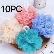 1/2/3/5pcs Cute Solid Color Bath Sponge, Bath Ball, Bubble Bath Ball, Bath Flower, Loofah, Bath Ball, Random Color - Multicolor - View 1