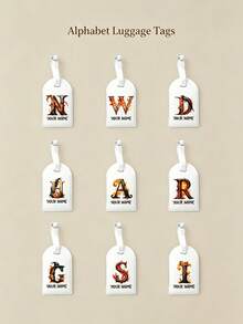 Custom Name Halloween Pumpkin Initial Luggage Tag, PU Leather Personalized Suitcase Label, Travel Accessory Halloween Christmas Gift - White - View 9