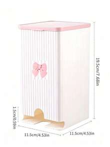 Cute Bow Wall-Mounted Tissue Box, Bathroom Sanitary Napkin Storage Box, Vertical Striped Textured Shell, No-Drill Adhesive Wall Installation. Smooth Dispensing Opening, Can Hold Face Towels, Tissues, Flip-Top Design For Easy Refill. White And Pink Contrast Color Girly Style, Suitable For Bathroom Vanity, Frees Up Countertop Space, Practical Home Storage For Face Towels And Tissues. - Multicolor - View 10