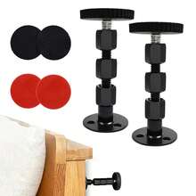 2pcs Black Adjustable Bed Frame Anti-Shake Tool, 1.1-4.5 Inch Threaded Bed Head Stopper, Bed Head Anti-Loosening Anti-Shake Fixer, Bed Head Wall Buffer Protection Pad, Anti-Squeak Anti-Shake Fixing Tool, Suitable For Cabinets, Desks, Sofas, Doors - Black - View 10