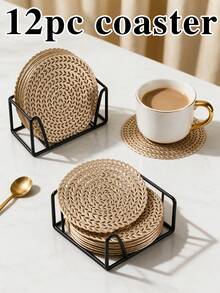 12pcs, Gold Hollow Beverage Coasters, Washable Table Accessories, Non-Slip Table Mats, Breathable And Heat Dissipating, Lightweight And Easy To Store, Suitable For Restaurants, Cafes, Homestays, Compatible With Afternoon Tea, Festivals, Parties, Gatherings, Birthdays, Weddings, Dinner Parties. - Multicolor - View 15