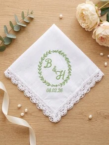 1pc Personalized Bride Wedding Handkerchief, Custom Text Hankerchief, Custom Keepsake Handkerchief For Wedding Bridal Party Gift - Multicolor - View 19