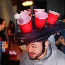 1pc Fashionable Personalized Funny Inflatable Beer Cup Party Game Prop, Ping Pong Essential Fun Beer Hat For Drinking And Playing, Party Gift For Birthday, Bachelor Party, Halloween, Christmas, Thanksgiving Creative Gift - Multicolor - View 8