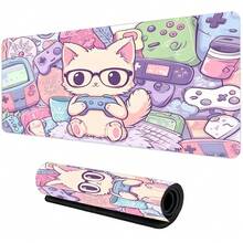 1pc Cute Cat Gaming Mouse Pad, Kawaii Game Controller Desktop Pad, Pastel Anime Style Gaming Mouse Pad, For Gaming And Office Decoration, Multi-Functional Mouse Pad - C - View 2