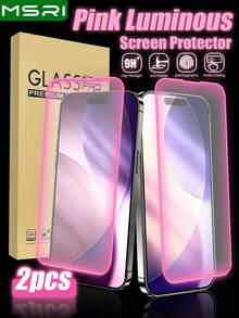 2pcs Pink Glow-In-The-Dark HD Tempered Glass Screen Protector, Durable 9H+ Glass, Ultra Clear, Anti-Shatter, 9H+ High Hardness, Scratch Resistant, Glow-In-The-Dark, Compatible With IPhone Ultra/18 Pro Max/18 Pro/18/17e/17 Pro Max/17 Pro/17 Air/17/16 Pro Max/16 Pro/16 Plus/16/15 Pro Max/15/14/13/12 And Other Models. - Pink - View 34