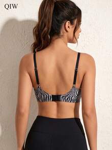 1pc Women's Leopard Print Seamless Comfortable Backless Camisole Bra - Black - View 2
