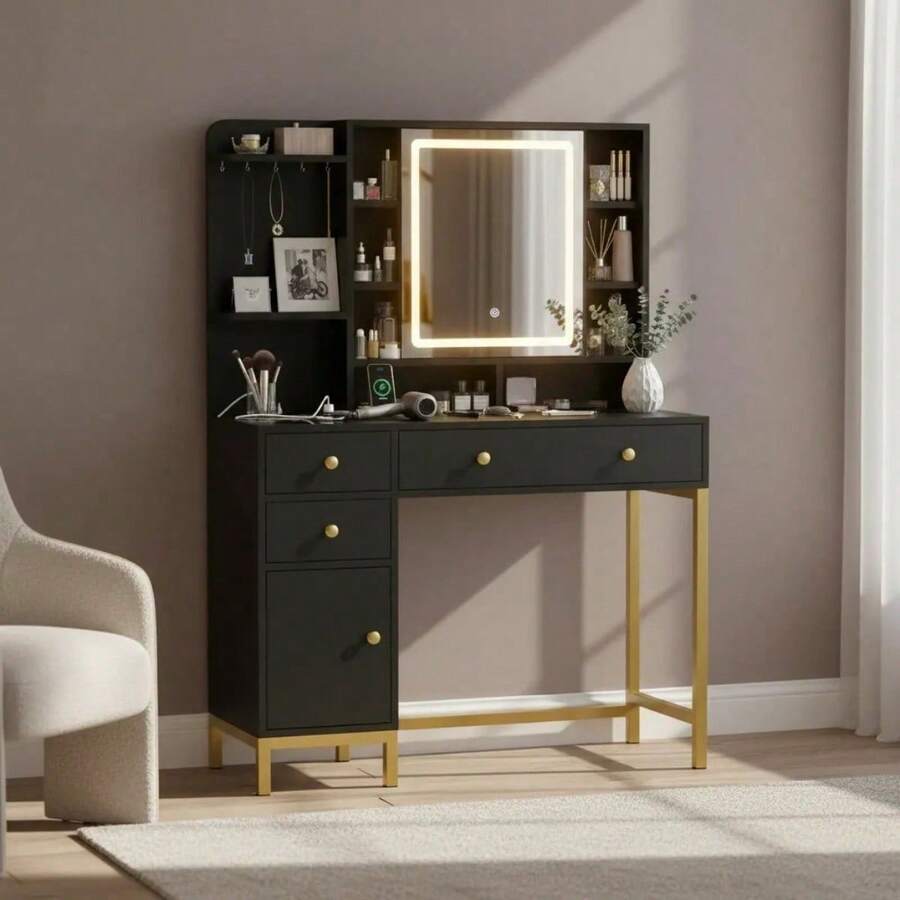 Vanities & Vanity Benches - Black - View 1