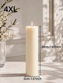1pc Luxury Style Ivory White Striped Cylindrical Scented Candle, 1.97 Inch Diameter White Fragrance Candle, Suitable For Creating Atmosphere, Photography Props, Tabletop Center Decoration, Great Gift Choice, Gift For Women - Multiple Styles - View 9