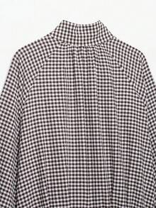 Mellowy Autumn New Women's European And American Style Fashion Minimalist Versatile Slimming Loose Plaid Jacket - Brown - View 5