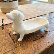 1PC Cute Dachshund Shaped Jewelry Tray, Resin Animal Ring & Earring Storage Dish, Decorative Vanity Organizer For Keys, Watches And Small Accessories, Desktop Storage Box, Home Bedroom Decor Gift - Multicolor - View 10