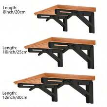 2 Pieces Heavy Duty Folding Shelf 90 Degree Decorative Table Adjustable Angle Metal Wall Mount Table Bracket Storage Support Furniture Accessories Autumn Home Decor Room Decor - Black - View 13