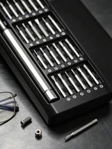 1pc 25-In-1 Multi-Function Screwdriver Set, Portable Precision Tool Kit With Storage Box, High-Hardness Alloy Steel Bits, Aluminum Alloy Handle - A - View 2