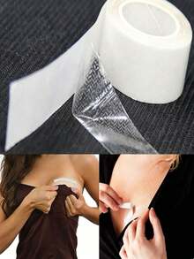 1 Roll Waterproof Clothing Fabric Tape, Breast Patch, Double-Sided Invisible Body Tape, Bra Strap Tape, Transparent Lingerie Tape, Travel Essential - One Size Fits All - View 1