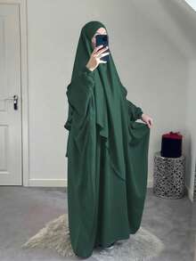 2件組 Khimar 希賈布祈禱面紗 + Abaya 長袍，寬鬆舒適的穆斯林女裝，適合日常穿著與祈禱，四季皆宜 - 彩色 - 查看 14