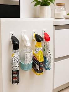 New Wall-Mounted Spray Bottle Storage Rack Red/Black/White Multi-Functional Practical Organizer Rack Suitable For Utility Room, Cleaning Cabinet, Garden Room, Studio Easy Installation Practical Storage Rack - Multicolor - View 2