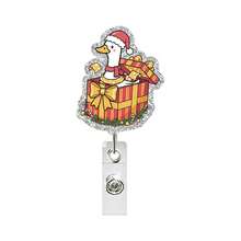 1pc Christmas Goose Acrylic Retractable Badge Reel, Funny Goose ID Holder Gift For Healthcare Workers - A - View 5