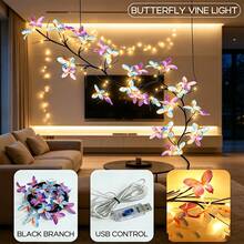 1pc Butterfly Branch LED String Lights, USB Powered, 8 Lighting Modes, 36 LED Lights, Suitable For Indoor Room, Living Room, Office, Fence, Wall Decoration, Valentine's Day, Wedding, Mother's Day, Thanksgiving, Halloween, Christmas - Multicolor - View 7