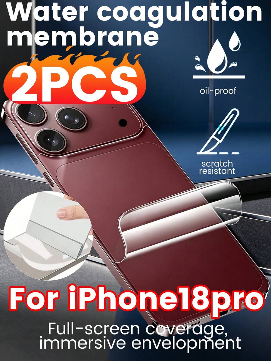 Applicable To Apple 18 Phone Back Film 18ProMax Matte Hydrogel Soft Film Ultra Back Film Full Coverage Anti-Scratch, Back Cover Protection Anti-Drop Transparent, Phone Back Soft Film, Bare Machine Feel, Smooth No Fingerprints, Wear-Resistant Anti-Scratch