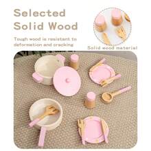 1 Set Wooden Pretend Play Kitchen Toy Set For Kids, Wooden Pots, Pans, Knives, Forks And Tableware, Early Education Role Play Kitchen Toys - Multicolor - View 4