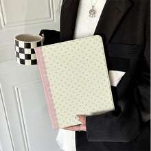1pc Vintage Cream Pink Polka Dot Lace Striped Print Tablet Protective Case, Multi-Angle Stand Protective Cover With Pen Slot, Compatible With IPad 10th Gen/Air 13(M3 2025)/Air 11(M3 2025)/11(A16 2025)/Galaxy Tab S10+/S9/A9, Suitable For Pad, MatePad, Pad, Honor Tablet, Tab - Multicolor - View 2